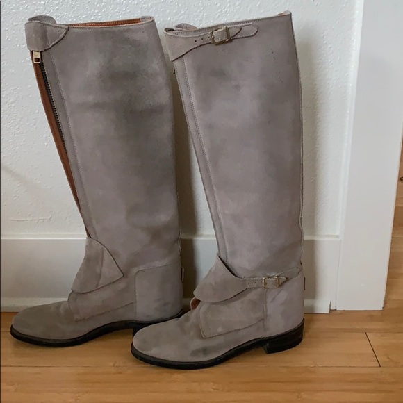 Grey Suede Riding Boots - Picture 2 of 8